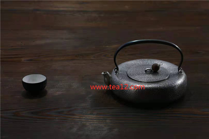 银壶纯手工锤纹扁形煮茶壶
